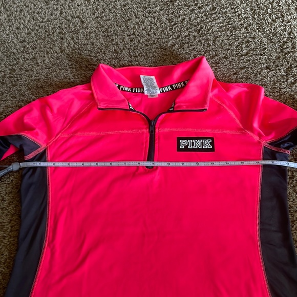 Pink Victoria Secret long sleeve hot pink/gray 1/4 zip front top Ladies Sz M - Picture 9 of 12